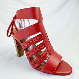 Lucky Brand Red Heels Sandals with Strappy Design 4” Heels - Size 7.5 (A158)